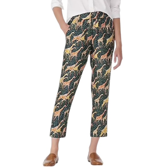 J. Crew Collection Pull-On Silk Twill Cropped Pants in Giraffes Print - 4 - Picture 3 of 16
